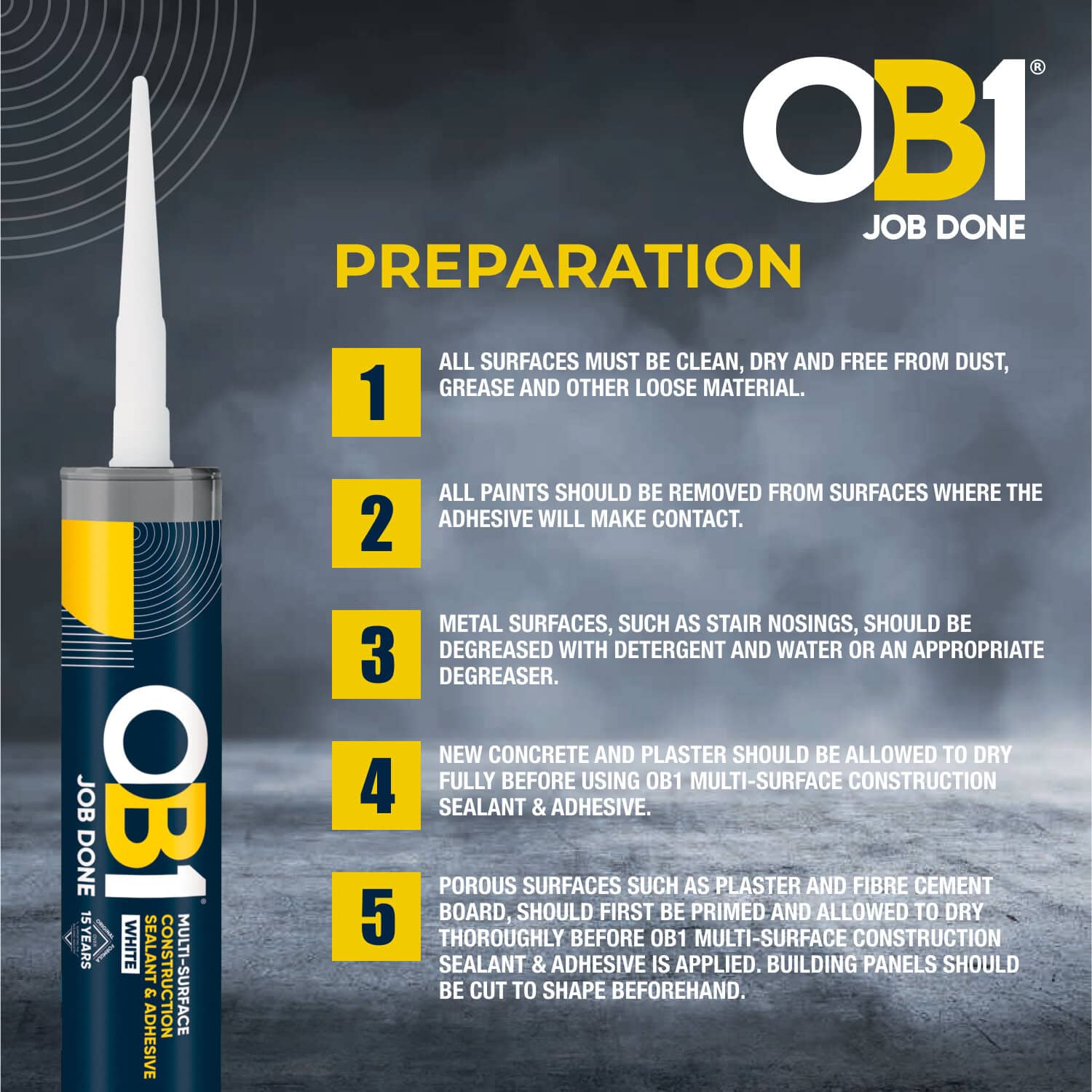 Ob1 Multi-Surface Construction Sealant &Amp; Adhesive - White - Image 5